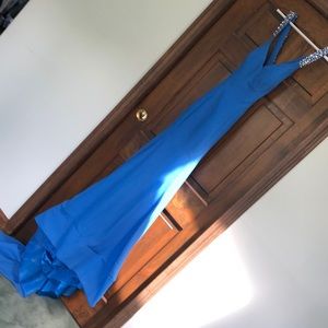 Blue ball gown with train never worn